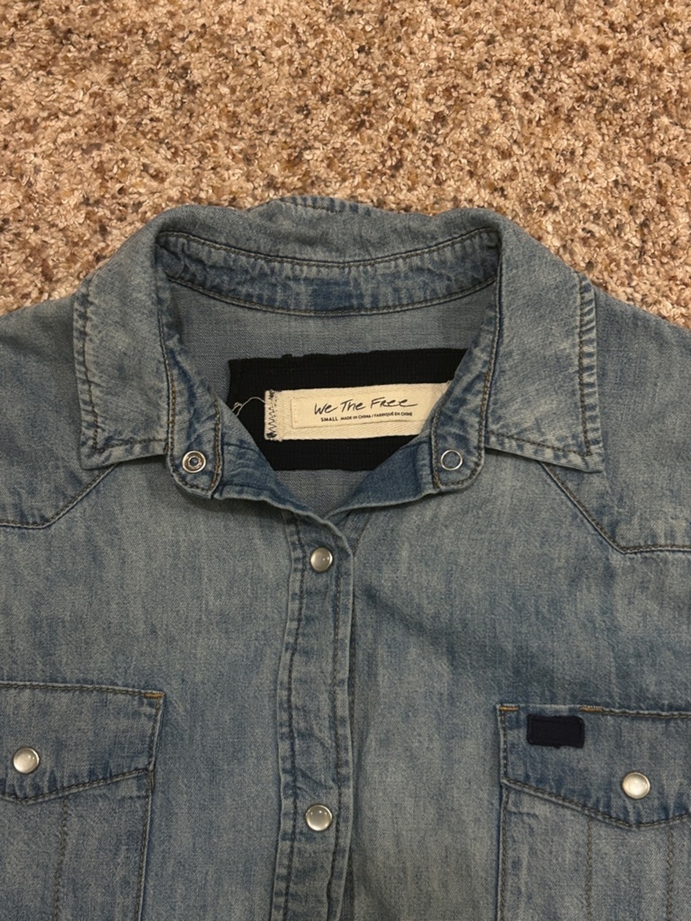 Free People We The Free Dylan Babydoll Chambray Top Size Small - Picture 6 of 11
